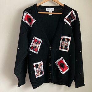 Vintage Contessa visconte women’s sweater with playing cards pattern